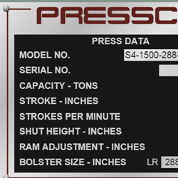 PMA-1003 Press Specifications